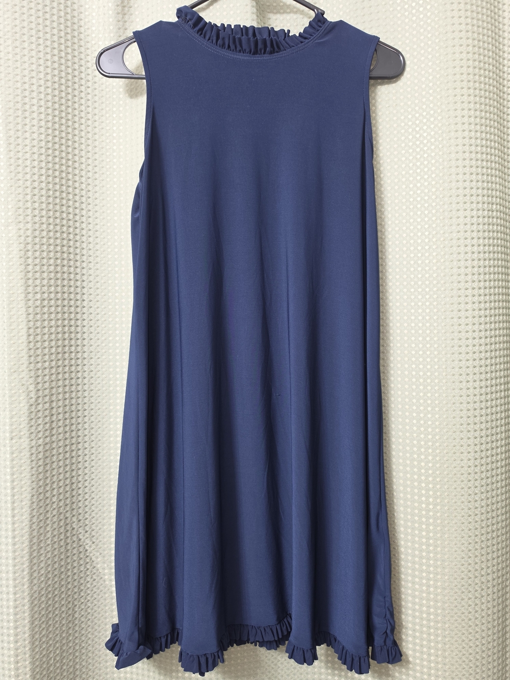 Nik & Nash Navy Ruffle Hem Swing Dress Women's Small Sleeveless Mock Neck Shift